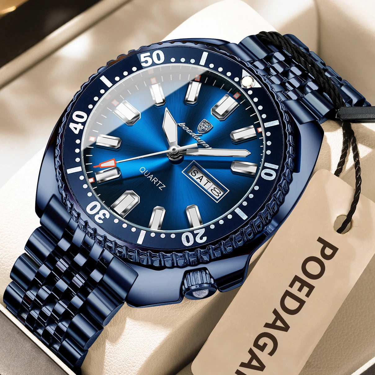 Relógio Poseidon Blue  Masculino - Aço Inoxidável